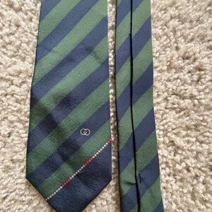 Gucci Navy and Green Striped Tie